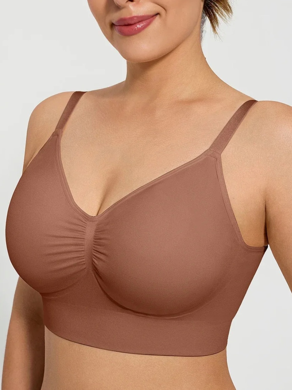Popilush Seamless Comfort Removable Pad Everyday Bra In Brown Medium